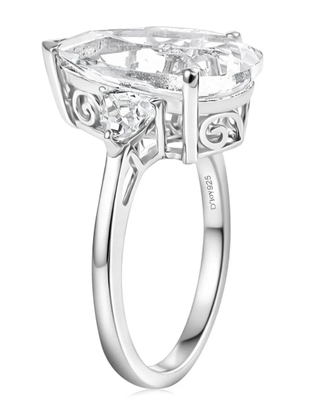 New In Box 6 5ct Genuine White Topaz Ring In Rhodium Over Sterling Silver 9